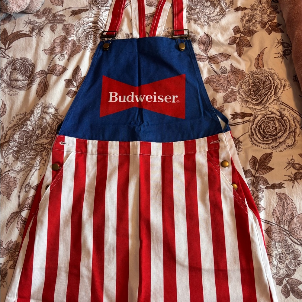 Budweiser Blue and Red Overalls Dress